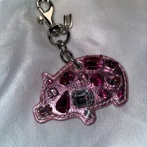 Coach Pink Jeweled Pig Keychain Bag Charm